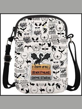 Bookish Canvas Crossbody Bag Zipper Pouch Book Lover Gift